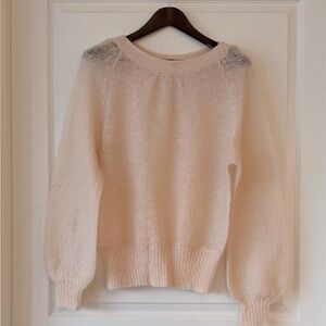 JEANNE PIERRE Elegant Blush Sheer Scoop Neck Sweater